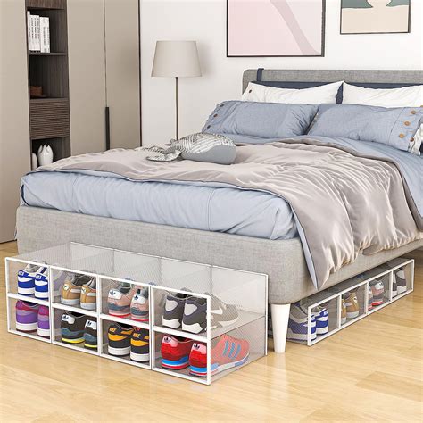 shoe storage boxes clear stackable   storables