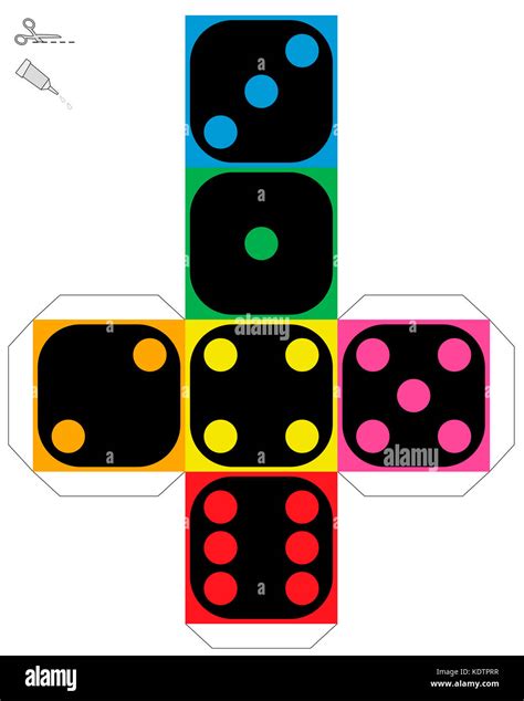 dice template construction sheet   colorful cube