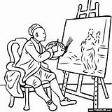 Easel Hogarth William Self Portrait Coloring Pages Thecolor Elf Paint sketch template