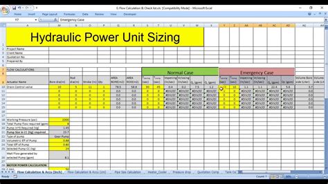 hydraulic power unit design step  step calculation accumulator design pump motor