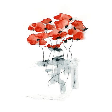 Large Red Poppies Painting Abstract Flowers Large Print
