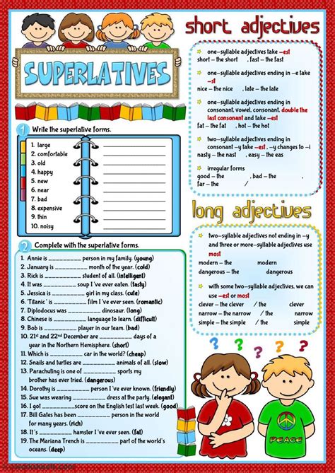 english grammar comparative and superlative exercises pdf exercise poster