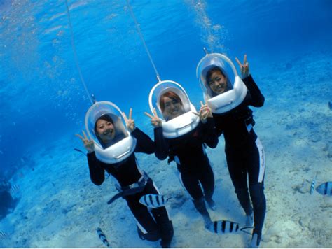 try an underwater marine walk adventure in onna okinawa