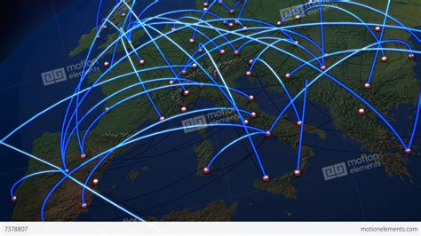 business flight network connections  europe zoom   mattes  stock animation
