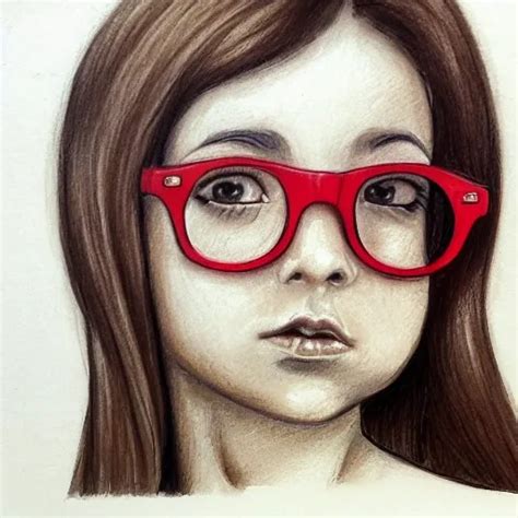 A Romanian Girl With Red Glasses With Brown Hair And Brown Eyes