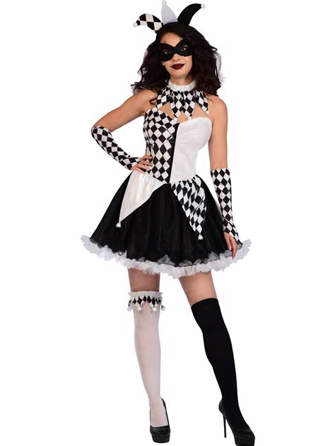 ladies sexy jester lady fancy dress halloween costume adults harlequin