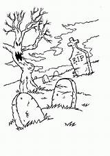 Coloring Graveyard Cemetery Pages Printable Popular Scream sketch template