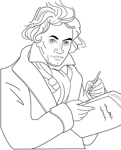 beethoven writing  symphony coloring pages  place  color