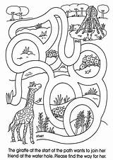 Maze Mazes Tulamama Worksheet Animal Kindergartners Giraffe Maizes sketch template
