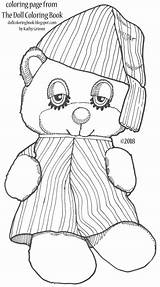 Teddy Bear Sleepy Coloring Night Velvet Eyelids Dressed Droopy Nose Cap Bed Shirt Description sketch template