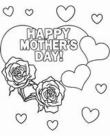 Coloring Card Mothers Happy Print Mother Cards Greeting Printable Sheets Roses sketch template