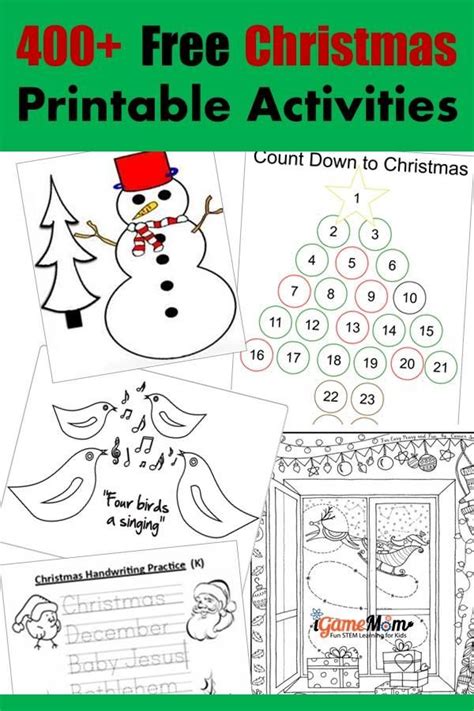 christmas printable activities games worksheets  kids