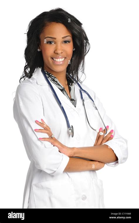 Female African American Doctor Or Nurse Smiling Isolated Over White