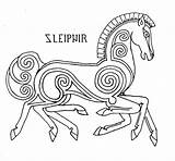 Sleipnir Norse Vikings Ari Usni Celtic Odin Garb Reenactment sketch template
