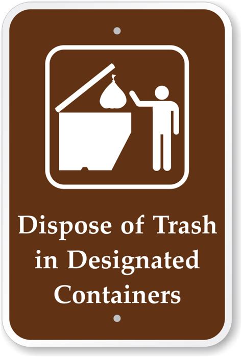 dispose  trash  designated containers sign  graphic sku