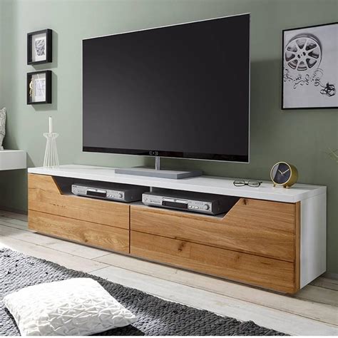 meubles tv meubles  rangements meuble tv design farina finition laque blanc mat  tiroirs