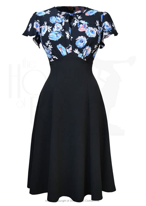 1940s style grable swing dance dress in sumptuous print swing dance