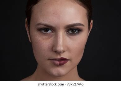woman makeup   side face stock photo edit