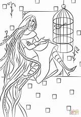 Rapunzel Coloring Tower Pages Her Paper sketch template