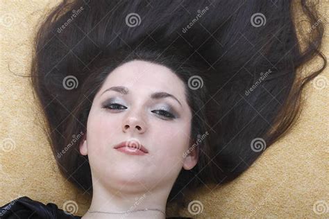 Black Haired Girl With Her Hair Stock Image Image Of Cute Young