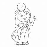Doctor Coloring Cartoon First Aid Kit Outline Kids Line Preview sketch template