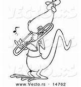 Lizard Vector Outline Cartoon Trombone Playing Coloring Royalty Stock sketch template