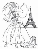 Coloring Fashion Pages Girls Show Clothes French Dress Little sketch template