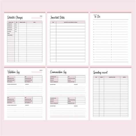 custody binder printables  printable templates