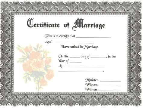 fake marriage certificate printable   printable