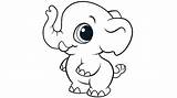 Coloring Cute Animal Baby Pages Elephant Kids sketch template