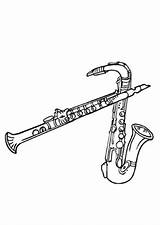 Klarinette Saxophon Ausmalbild Gitarre sketch template