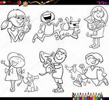 Animali Domestici Colorare Bambini Impostare sketch template