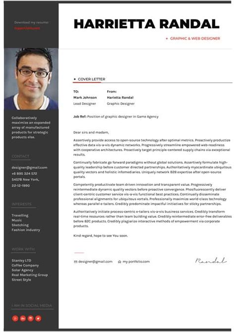 modern cover letter downloadable cover letter template