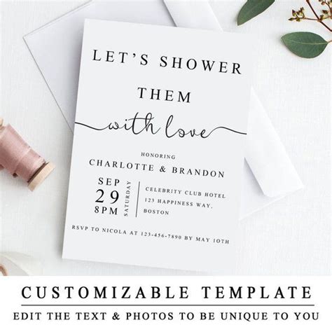 couples shower invitation template printable wedding shower couples