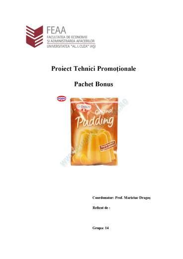 proiect la tehnici promotionale pachet bonus dr oetker proiect