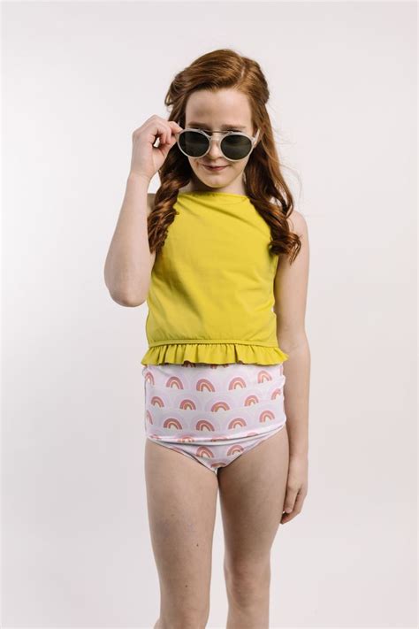 youth squared up top in 2019 tweens ruffle swimsuit gym shorts