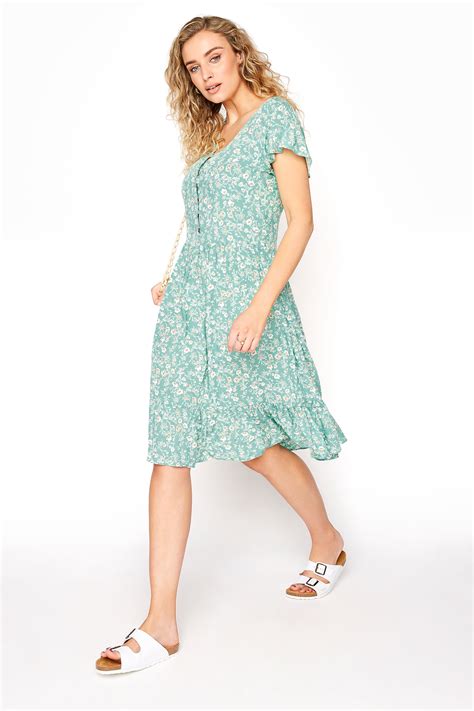 Lts Turquoise Floral Angel Sleeve Dress Long Tall Sally