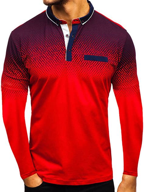 mens polo shirt golf sports long sleeve  shirt jersey casual long