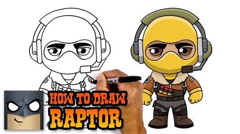 draw raptor fortnite art tutorial cartooning  kids easy