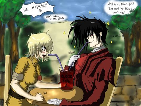 At Alucard And Seras Drinking A Glass Of By Jaqie On