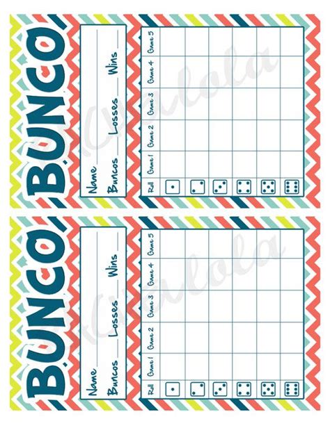 printable bunco score cards  click   picture   bunco