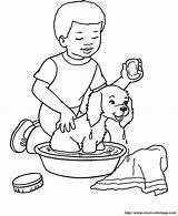 Coloring Pages Dog Dogs Printable Bathing Boy His Print Kids Bath Animal Puppy Time Color Playing Colouring Clipart Raisingourkids Book sketch template