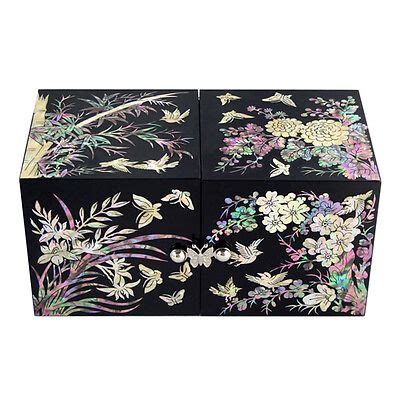 boite coffret bois decoration nacre elegante noir moderne  plantes symbole asie ebay