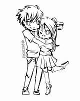 Coloring Anime Couple Pages Cute Chibi Couples Boyfriend Girlfriend Lineart Emo Drawing Deviantart Kissing Printable Drawings Cartoon Color Sheets Hiwatari sketch template
