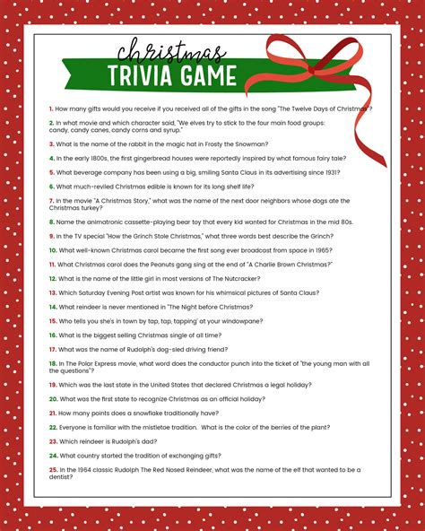 christmas trivia answer sheet   ultimate  popular list