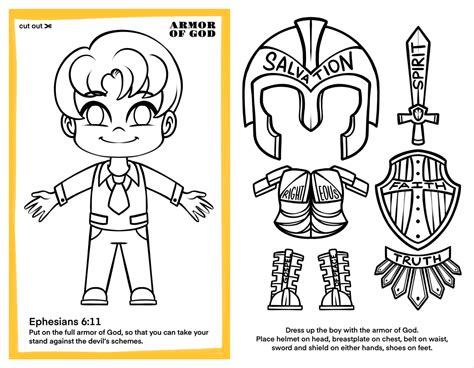 instant  printable armor  god cutout activity great etsy