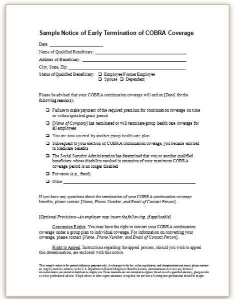 sample severance agreement cobra  document template