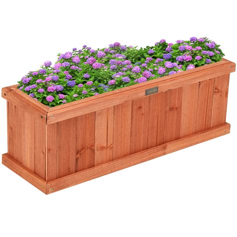 wooden flower planter box garden yard decorative window box rectangular walmartcom