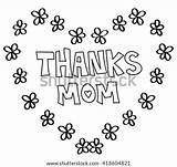 Coloring Thanks Mom Heart Shutterstock sketch template