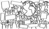 Coloring Kids Climate Change Holding Crowd Demonstrating Dreamstime Clipart Marching Protesters Strike Stick Figures School People Illustrations Vectors sketch template